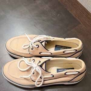 Ralph Lauren Beige Canvas Boat Shoes